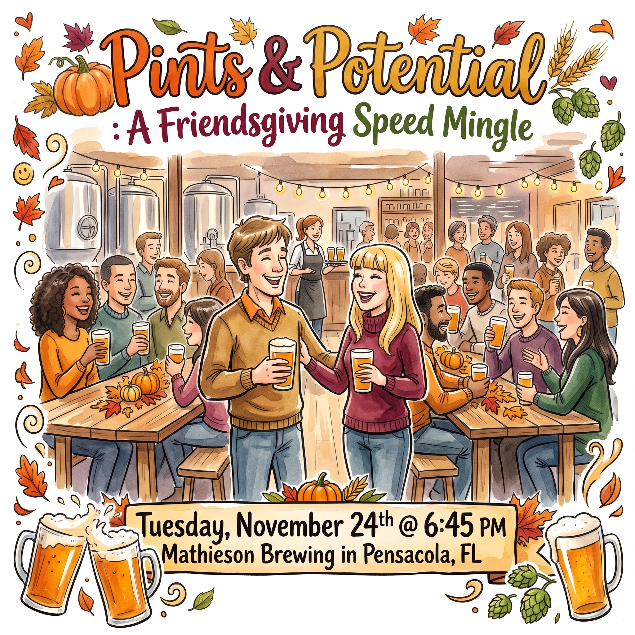 Pints & Potential: A Friendsgiving Speed Mingle | Pensacola, FL